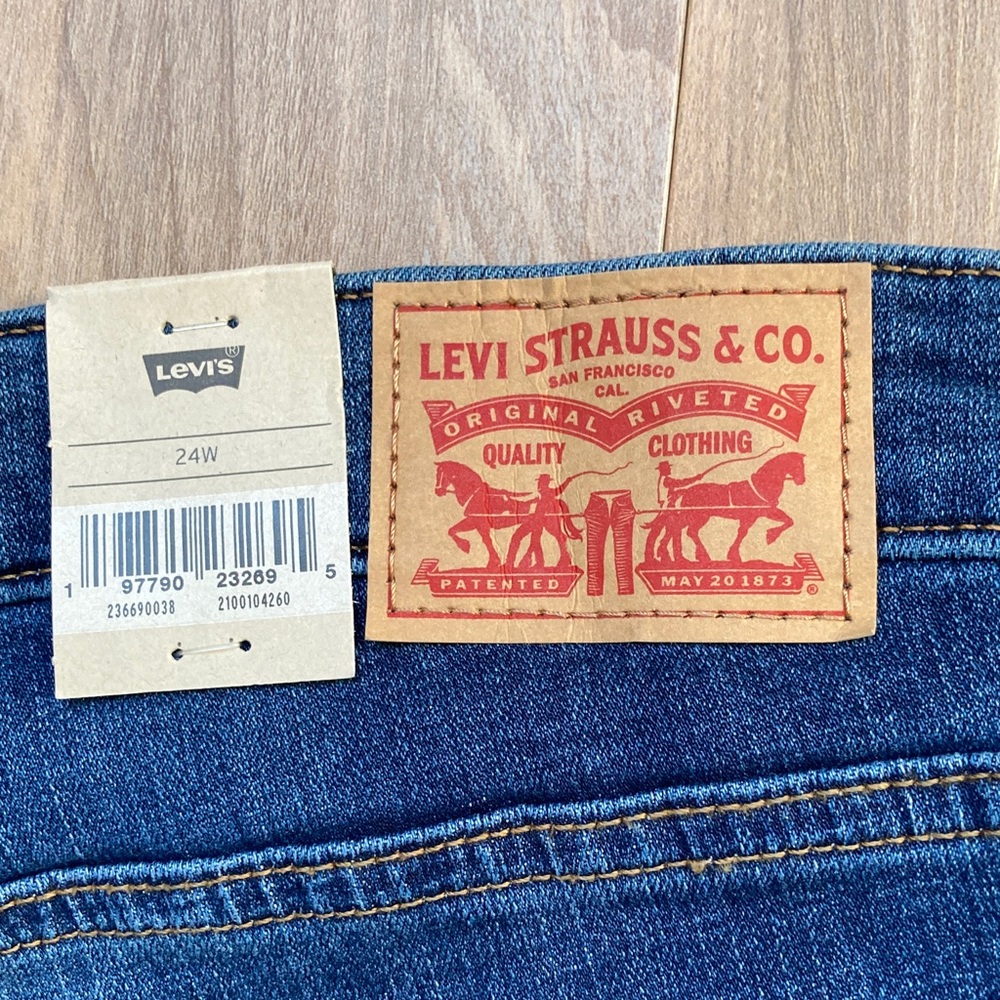 Levi's Jean Short mid length denim short mid rise cuffed 24W - Picture 12 of 17